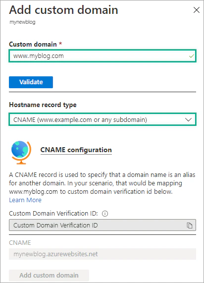 Validate custom domain