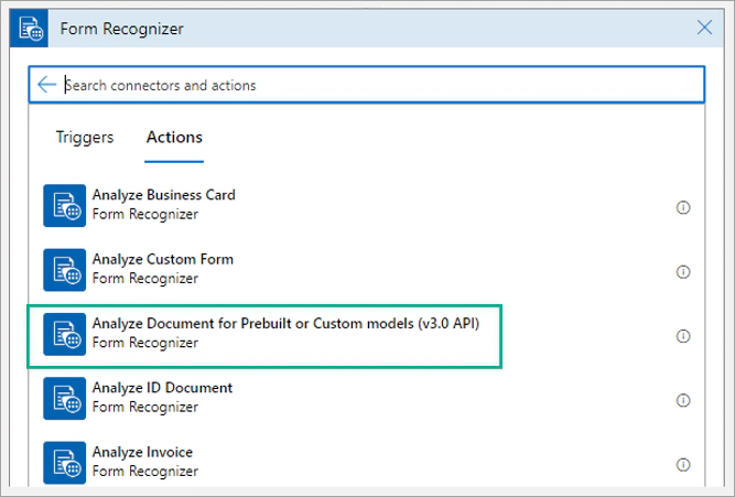 Add an action to analyze a form using Form Recognizer.