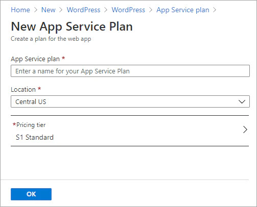 Create a new App Service plan