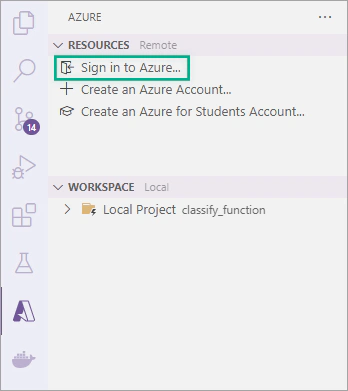 Sign in to Azure in Visual Studio Code