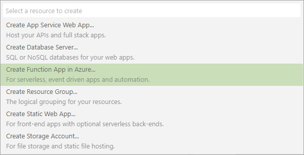 Create Function App in Azure